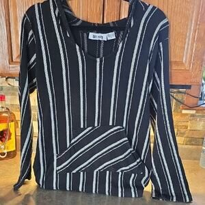 Buc ee's 100% Cotton Black and White  Striped Women's Hoodie